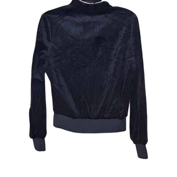 Vintage Velour Black Soft Long Sleeve Shirt Gold 80's Trimming Elastic Waist - Picture 2 of 5